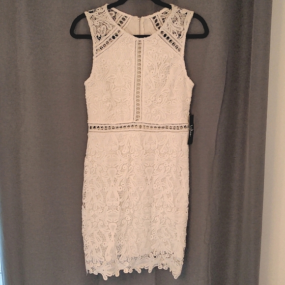 Lulus White Crochet Lace Sleeveless Mini Dress NWT Size Small - Picture 3 of 9